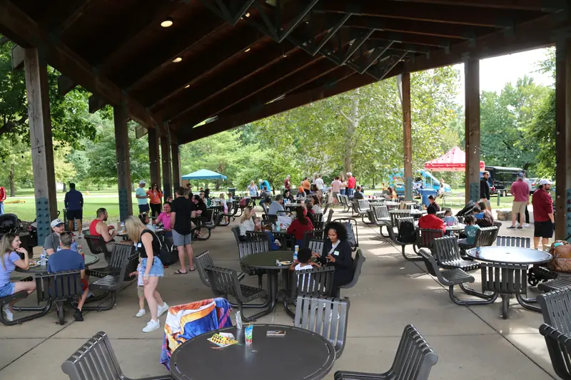 Abstrakt team members filling the pavilion at the 2026 Company Picnic