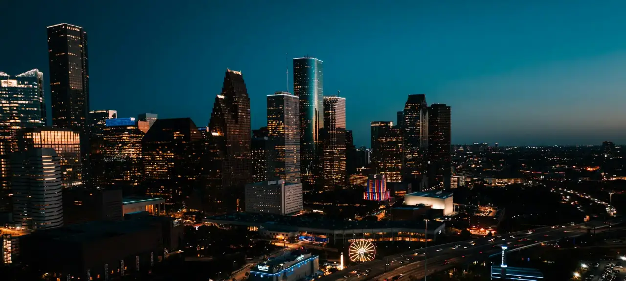 Downtown Houston skyline at night