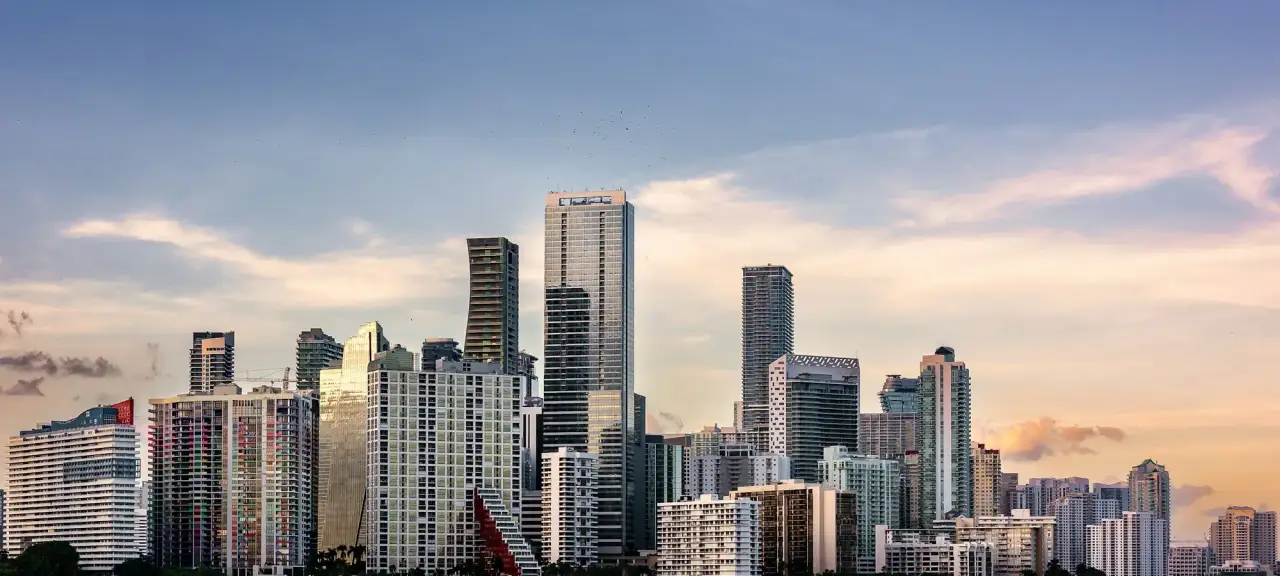 Miami skyline across the water