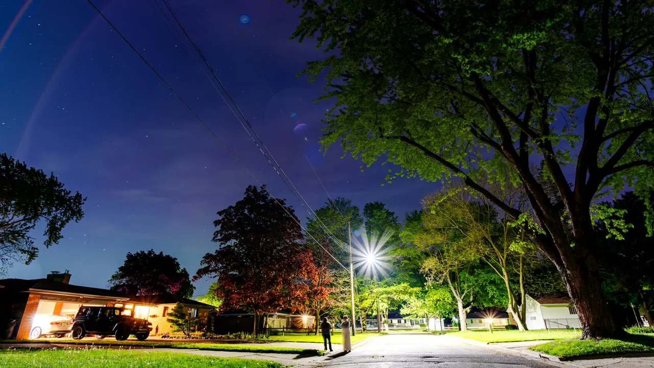 Saginaw, Michigan street at night