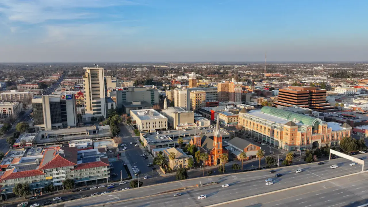 Aerial view of downtown Stockton, California