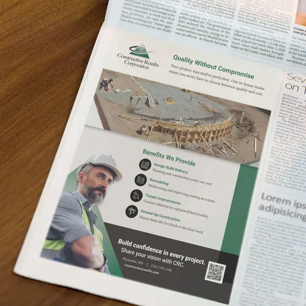 Print ad designed for Construction Results Corporation