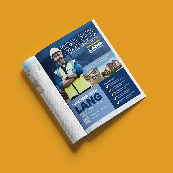 Magazine ad designed for Lang Construction Group