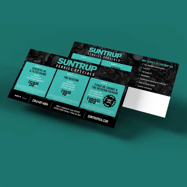 Direct mail piece designed for Suntrup Service