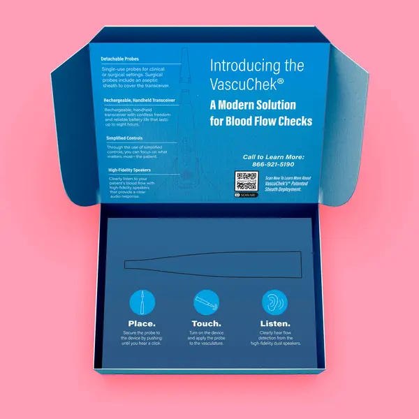 Product packaging designed for VascuChek