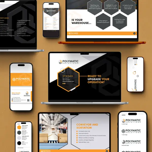 Brand identity designed for Polymatic Solutions
