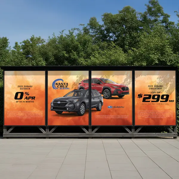 Window clings designed for Santa Cruz Subaru