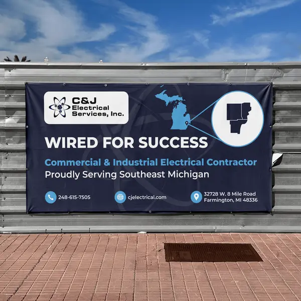 Banner signage designed for C&J Electrical Services
