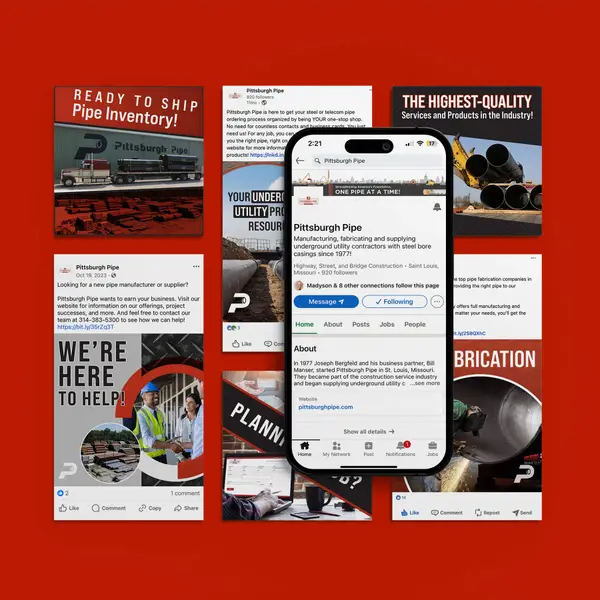 Social media posts designed for Pittsburgh Pipe