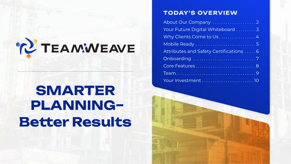 Pitch deck designed for TeamWeave