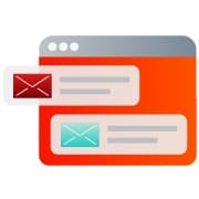 Icon of a web browser with email icons