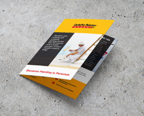 Mockup of a commercial painting brochure on concrete background