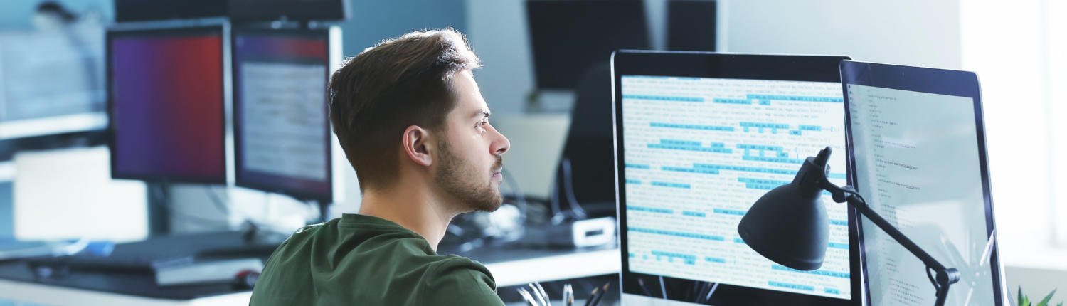 MSP Lead Generation man working in an office Male programmer working in office