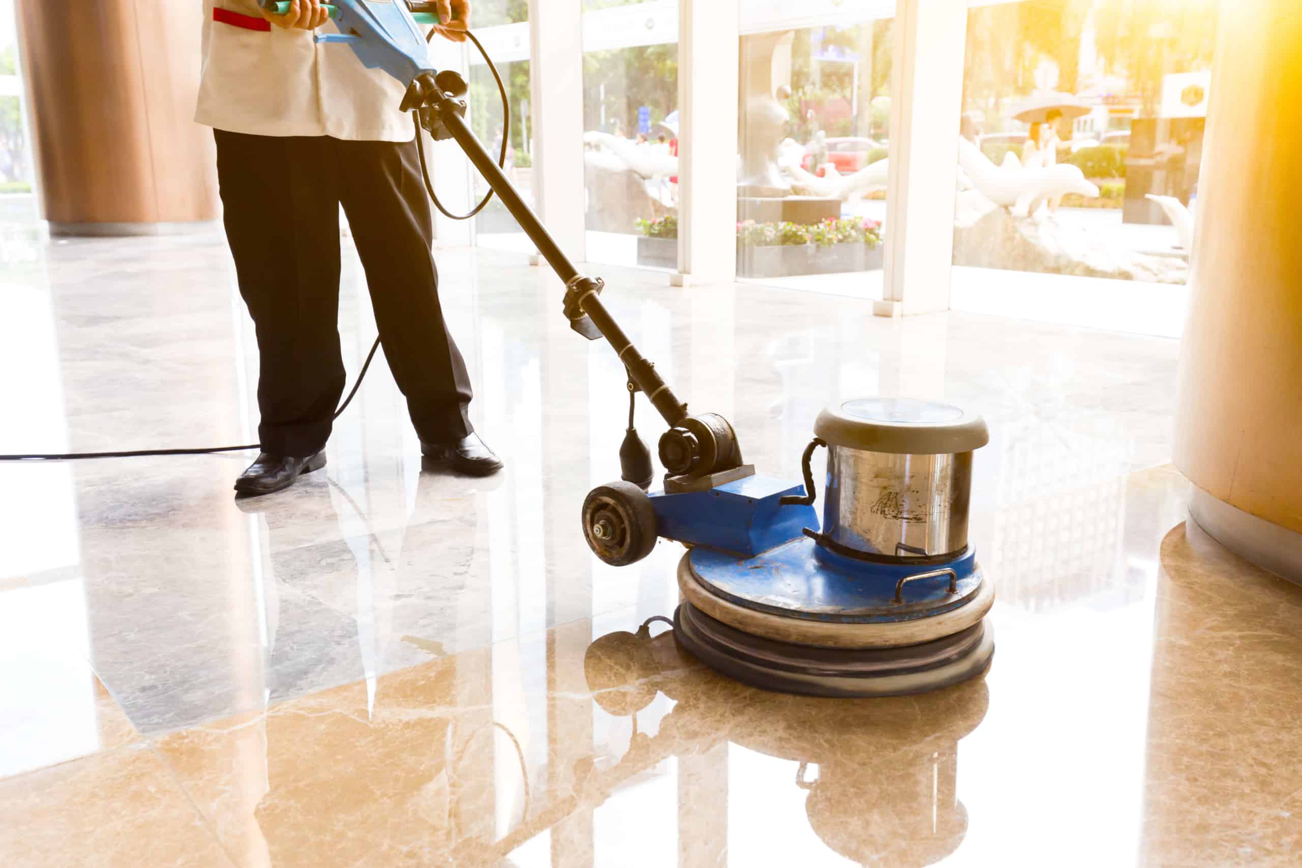 Person waxing floors