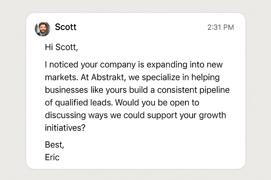 linkedin outreach message example