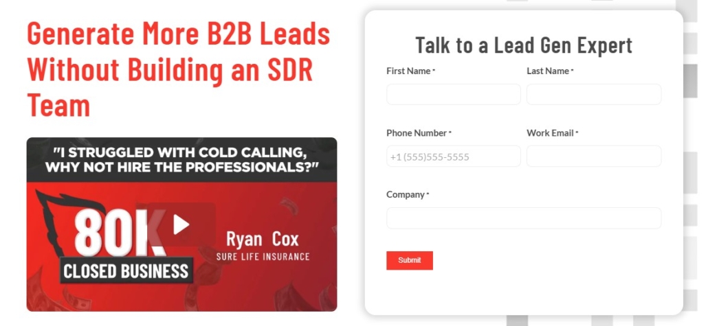 landing page for lead gen