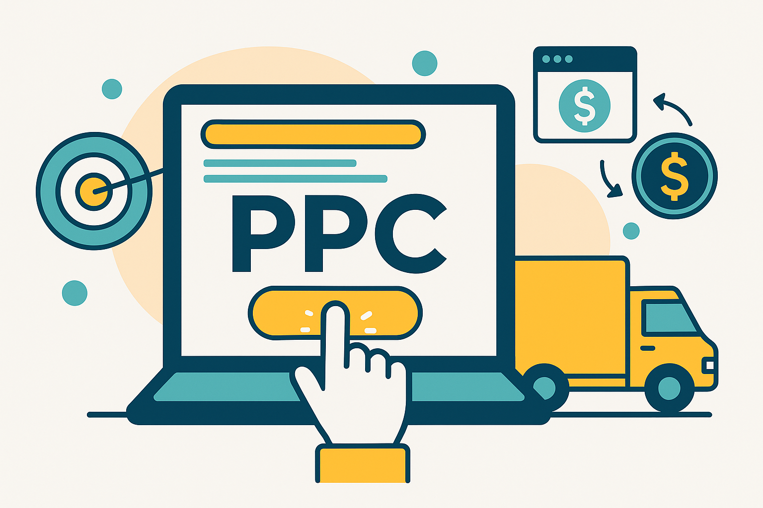 Logistics professional analyzing PPC campaign performance on digital dashboard