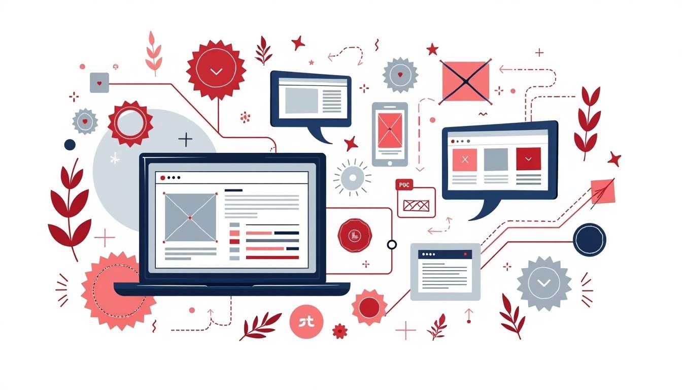 An abstract website layout featuring visually appealing elements like responsive design grids