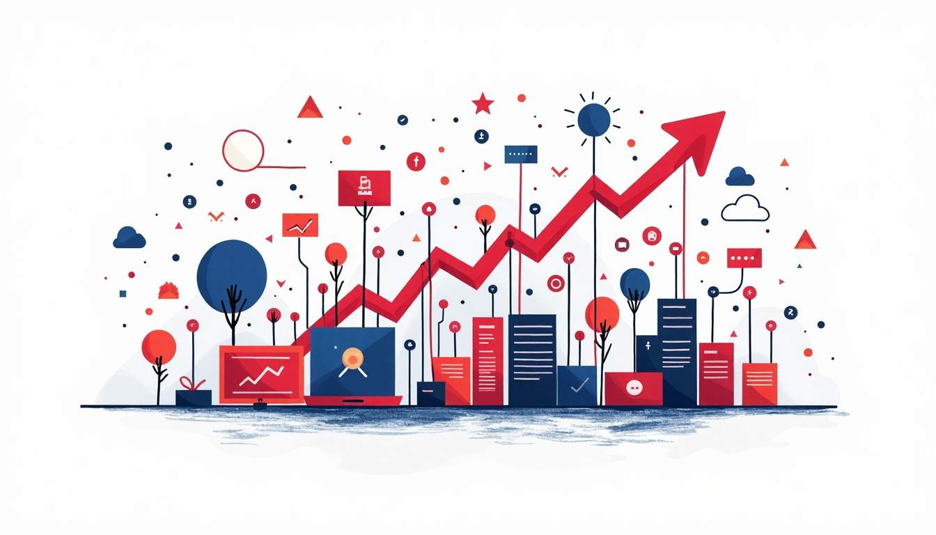 An abstract representation of a digital marketing landscape