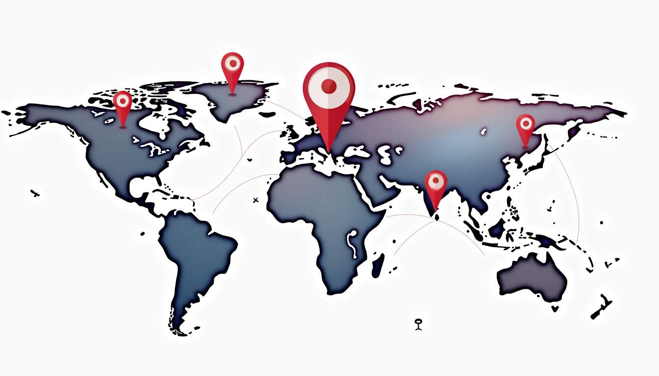 An interconnected map featuring various local business locations marked with pins