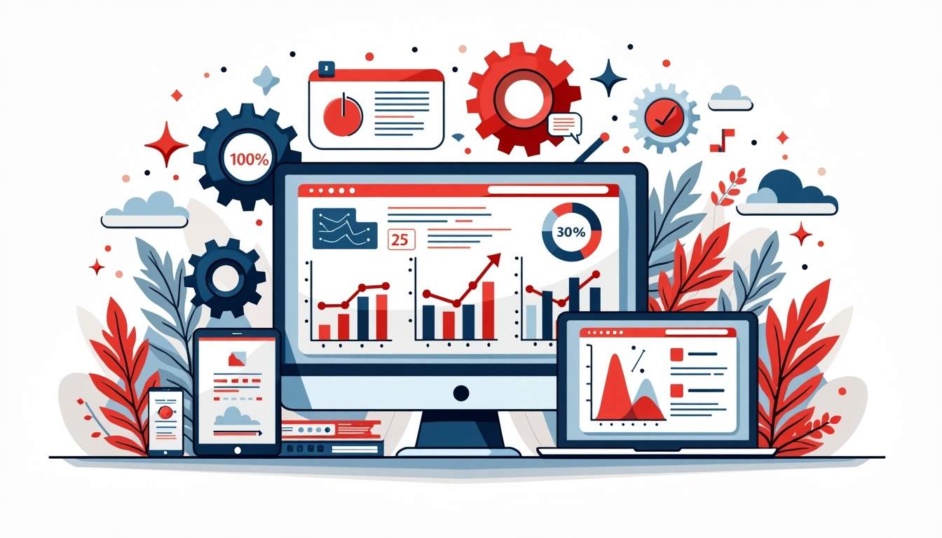 An intricate dashboard displaying various website metrics