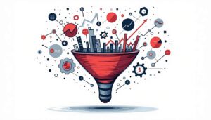 A dynamic sales funnel filled with various icons representing leads