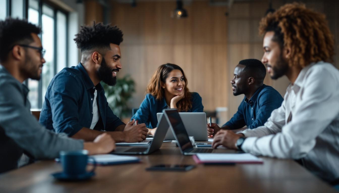 A photograph of a professional business meeting in progress