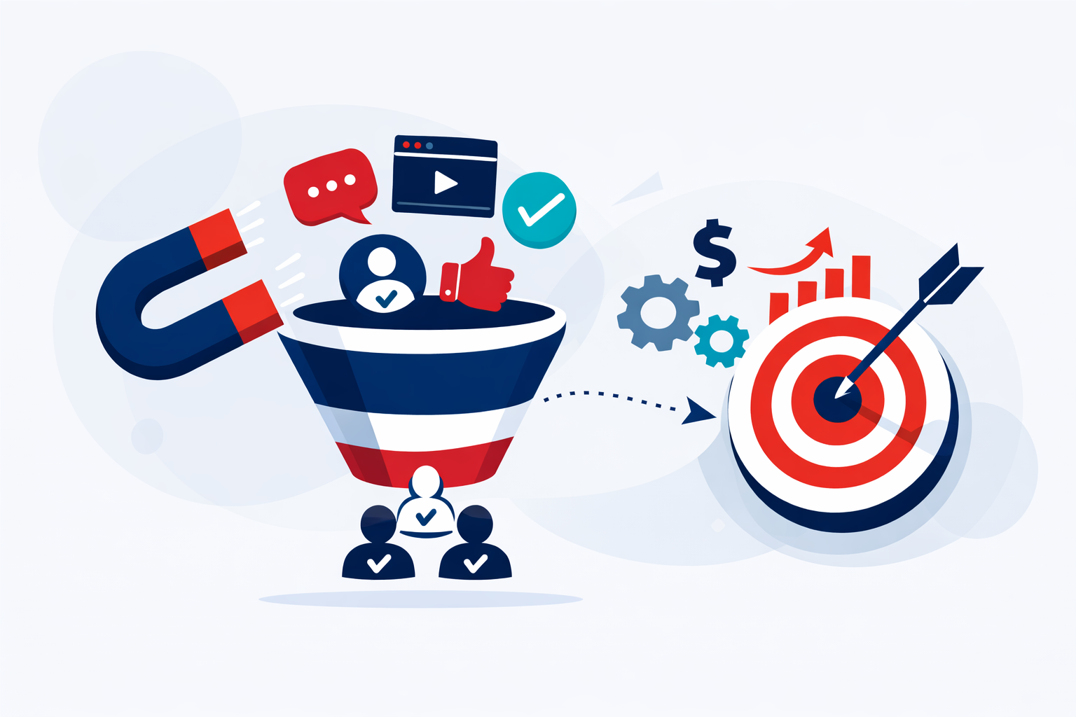 Abstract illustration representing marketing qualified lead criteria and B2B lead scoring process