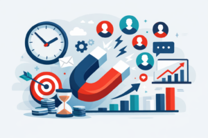 Abstract illustration representing inbound marketing lead generation timeline