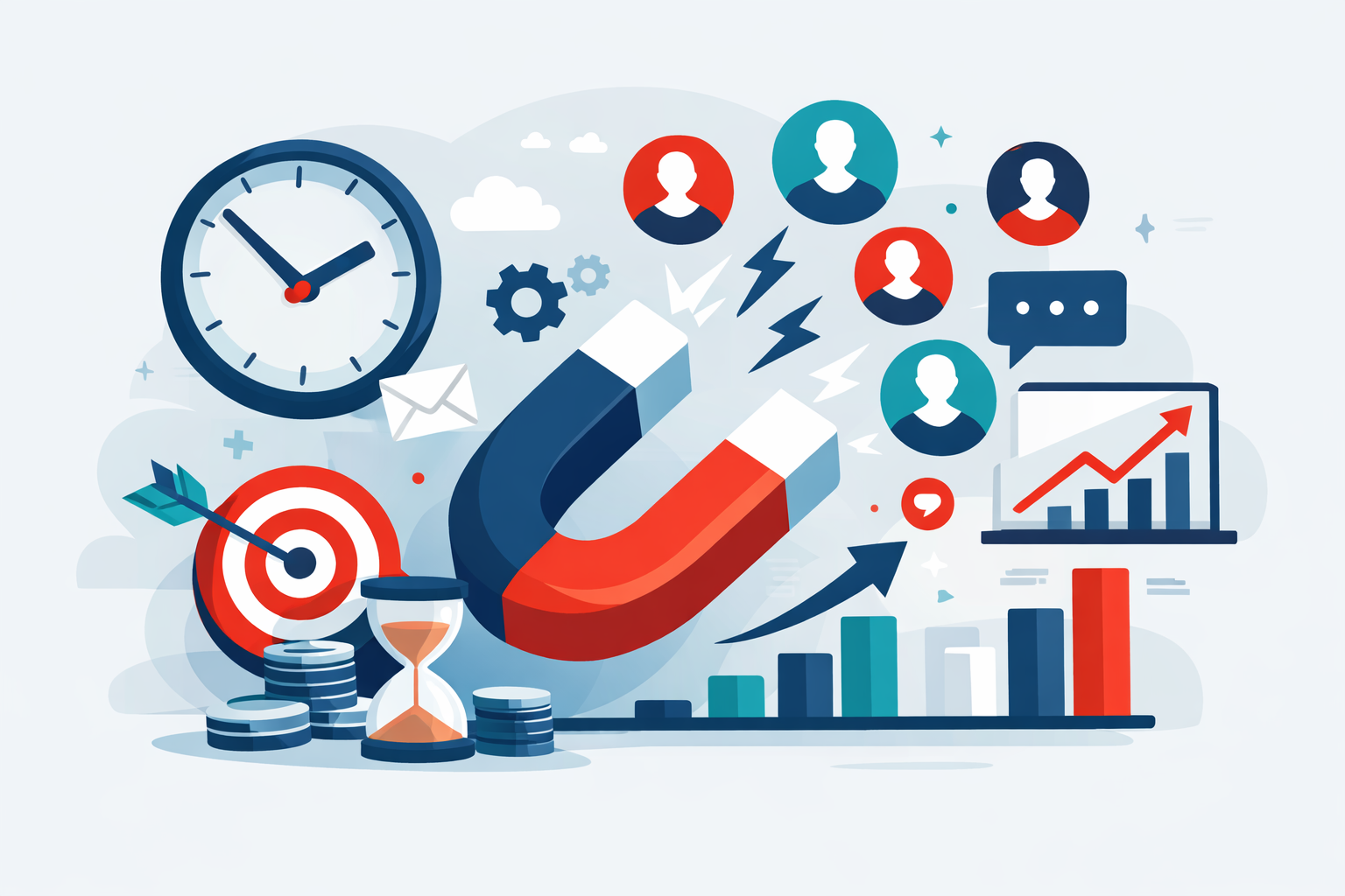 Abstract illustration representing inbound marketing lead generation timeline