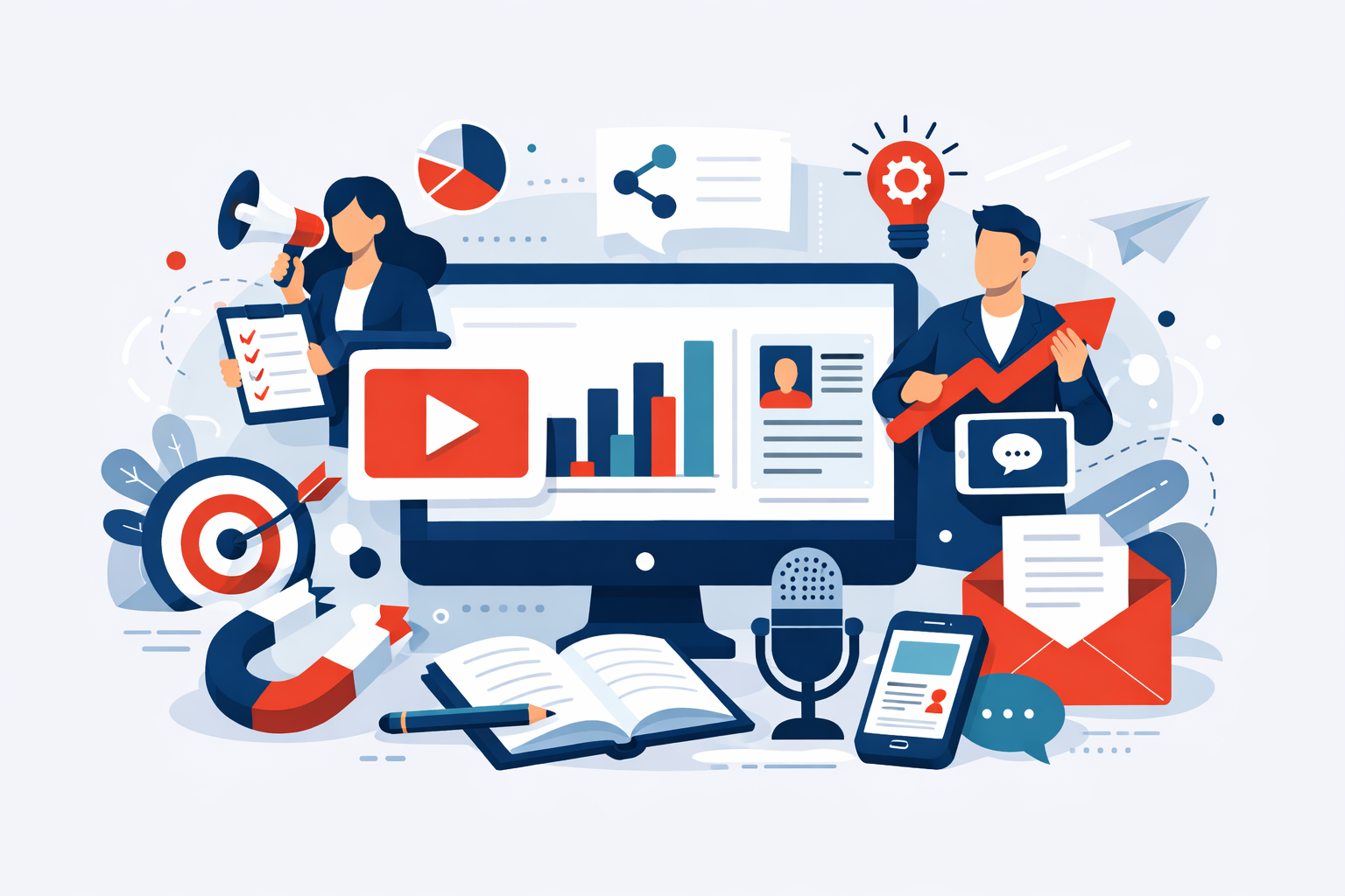 Abstract illustration representing a strategic B2B content portfolio for lead generation