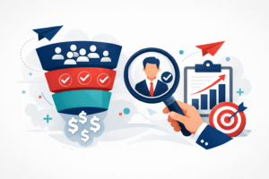 Abstract illustration representing sales qualified lead criteria and B2B lead qualification process