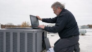 Commercial HVAC contractor calling a facility manager about rooftop units and next year capital plan