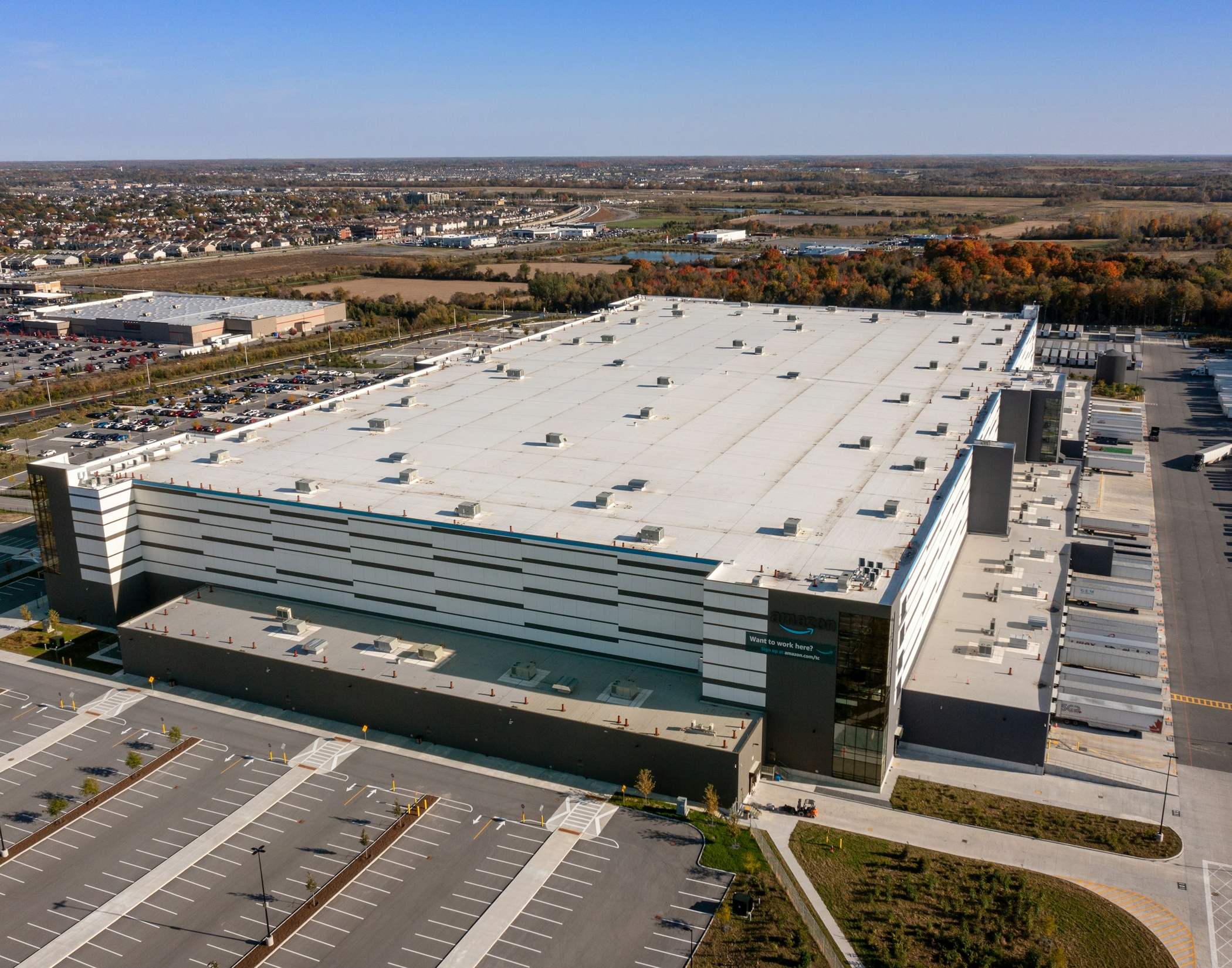 Large distribution center with loading docks and trailer yard