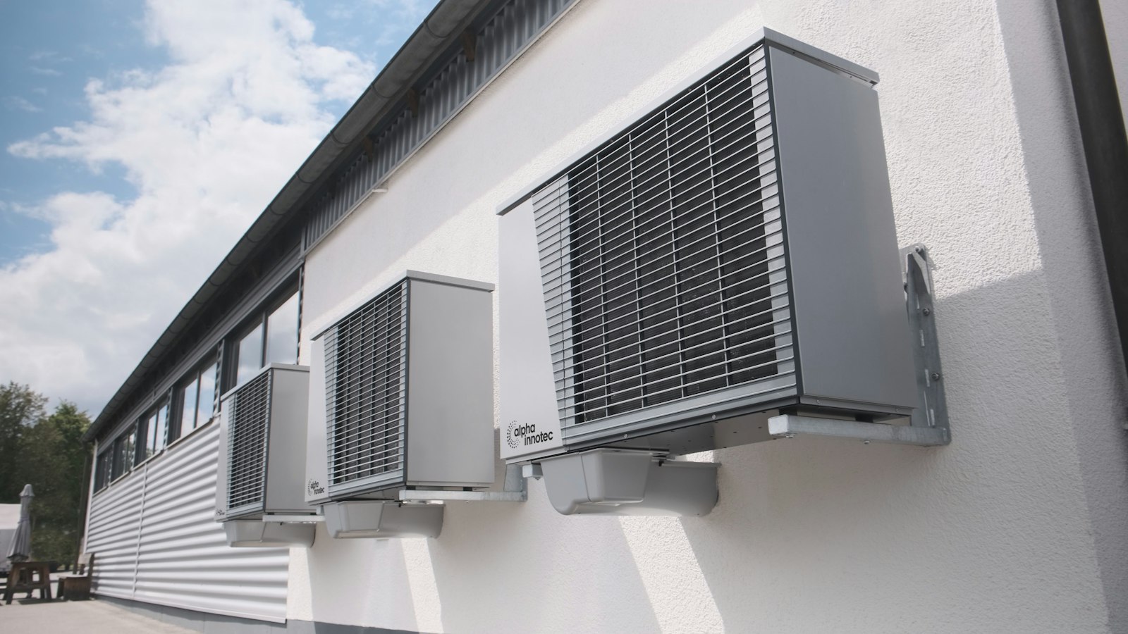 HVAC condenser units mounted on a commercial building